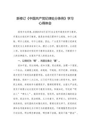 新修订中国共产党纪律处分条例2024版学习心得体会九篇.docx