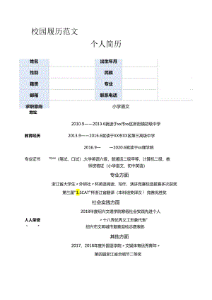 校园履历范文.docx