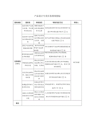 产品设计专责任务绩效指标.docx