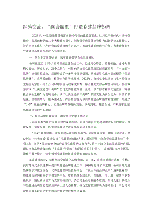 经验交流：“融合赋能”打造党建品牌矩阵.docx