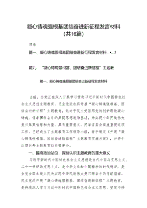 凝心铸魂强根基团结奋进新征程发言材料（共16篇）.docx