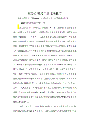 应急管理局年度述法报告.docx