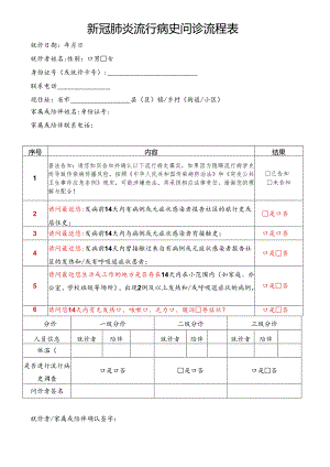 新冠肺炎流行病史问诊流程表.docx