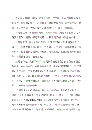 在市青年干部座谈会上的讲话.docx