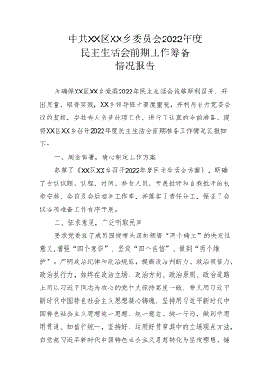 民主生活会前期工作筹备情况报告.docx