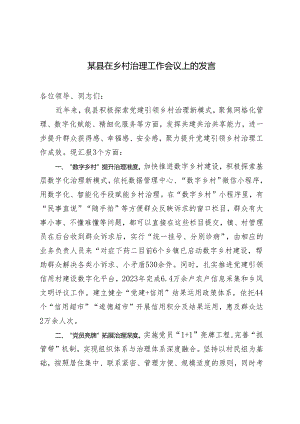 2024年县在乡村治理工作会议上的发言.docx
