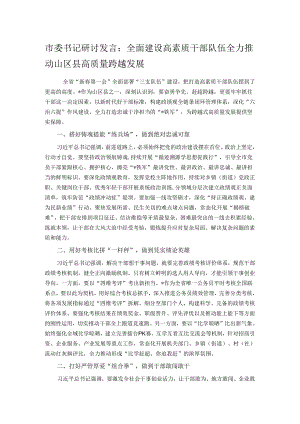 市委书记研讨发言：全面建设高素质干部队伍 全力推动山区县高质量跨越发展.docx