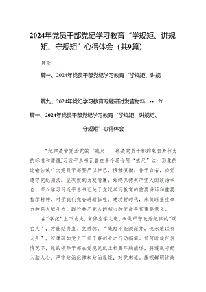 （9篇）2024年党员干部党纪学习教育“学规矩、讲规矩、守规矩”心得体会.docx