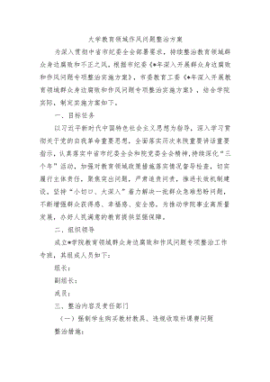 大学教育领域作风问题整治方案.docx