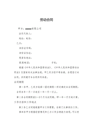 小额贷款公司劳动合同0295.docx