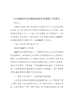 公司2024年党风廉政建设和反腐败工作报告.docx