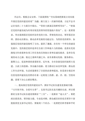 党课讲稿：夯实基础 把握重点 切实提升基层党组织建设质效.docx
