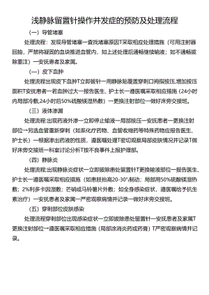 浅静脉留置针操作并发症的预防及处理流程.docx