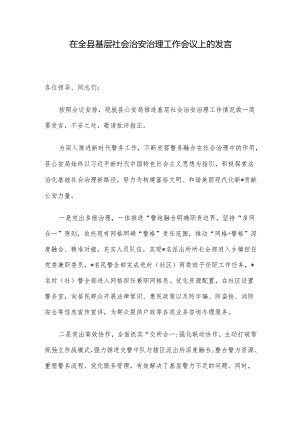 在全县基层社会治安治理工作会议上的发言.docx