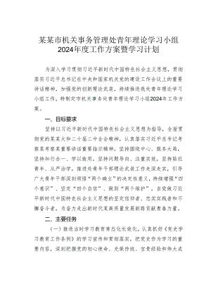 某某市机关事务管理处青年理论学习小组2024年度工作方案暨学习计划.docx