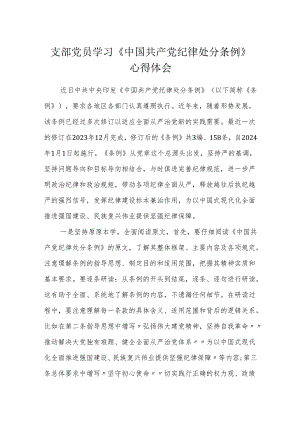2024年支部党员学习《中国共产党纪律处分条例》心得体会.docx