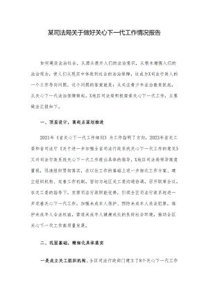 某司法局关于做好关心下一代工作情况报告.docx