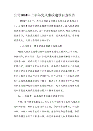 公司2024年上半年党风廉政建设自查报告.docx