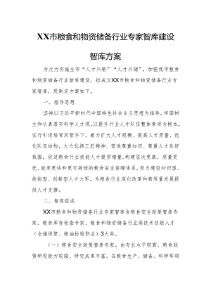 XX市粮食和物资储备行业专家智库建设智库方案.docx