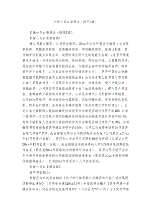 担保公司自查报告（通用3篇）.docx