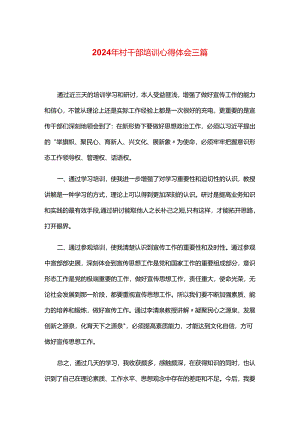 2024年村干部培训心得体会三篇.docx