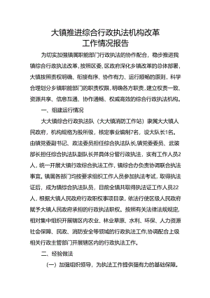 乡镇推进综合行政执法机构改革工作情况报告.docx