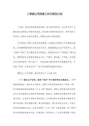 二季度公司党委工作打算及计划.docx