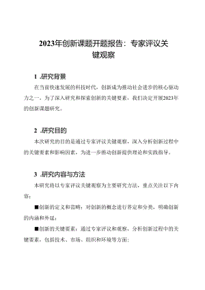 2023年创新课题开题报告：专家评议关键观察.docx