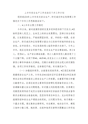 上半年安全生产工作总结及下步工作计划.docx