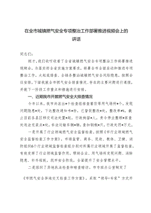 2024年在全市城镇燃气安全专项整治工作部署推进视频会上的讲话.docx