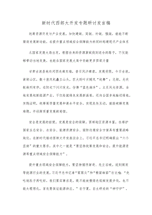 新时代西部大开发专题研讨发言稿.docx