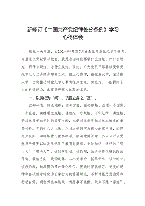 2024版新修订中国共产党纪律处分条例读书班研讨发言六篇.docx