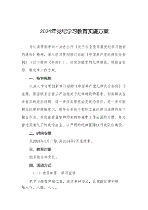 2024年关于开展《中国共产党纪律处分条例》党纪学习教育活动的工作方案二十一篇.docx