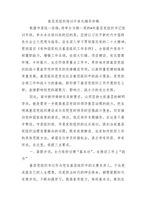 基层党组织培训开班式辅导讲稿.docx