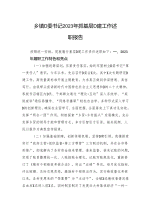 乡镇党委书记2023年抓基层党建工作述职报告.docx