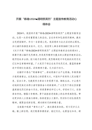 开展“铸魂·2024·清明祭英烈”主题宣传教育活动心得体会感悟（3篇）.docx