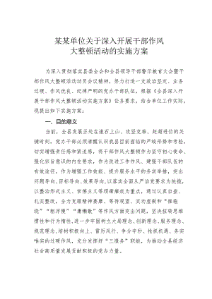 某某单位关于深入开展干部作风大整顿活动的实施方案.docx