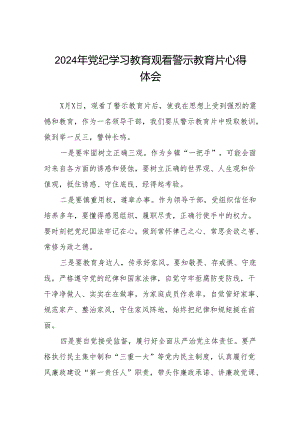 参加2024年党纪学习教育警示教育心得感悟六篇.docx