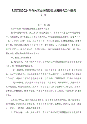 7篇汇编2024年有关落实巡察整改进展情况工作情况汇报.docx