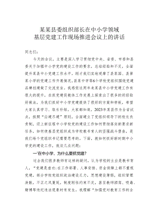 某某县委组织部长在中小学领域基层党建工作现场推进会议上的讲话.docx
