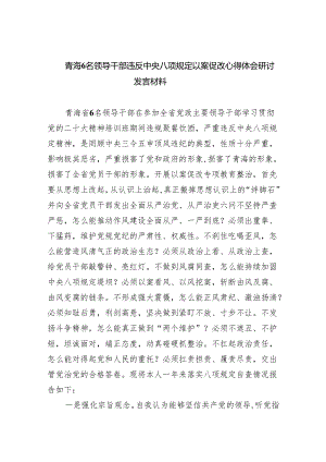 (六篇)青海6名领导干部违反中央八项规定以案促改心得体会研讨发言材料参考范文.docx
