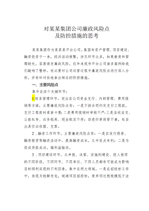 对某某集团公司廉政风险点.docx