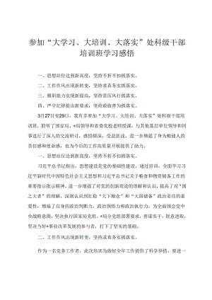2024年参加“大学习、大培训、大落实”处科级干部培训班学习感悟(3篇).docx