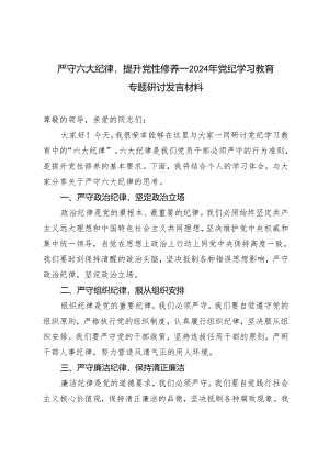 2篇 2024年党纪学习教育“六大纪律”专题研讨发言材料.docx