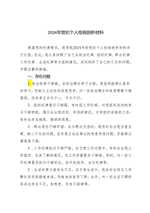 3篇推荐 2024年党纪个人检视剖析材料.docx