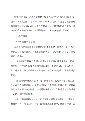 副市长在第二批主题教育专题民主生活会上的剖析发言.docx
