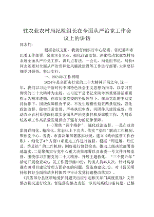 驻农业农村局纪检组长在全面从严治党工作会议上的讲话.docx