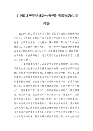 《中国共产党纪律处分条例》专题学习心得体会.docx