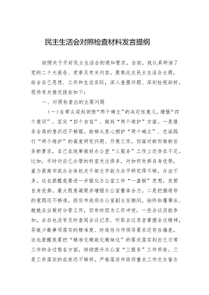 民主生活会对照检查材料发言提纲.docx