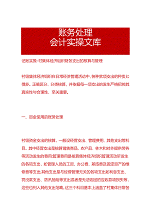 记账实操-村集体经济组织财务支出的核算与管理.docx